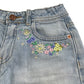 M&S shorts 8-9 years blue floral embroidery Demin ripped hem cotton