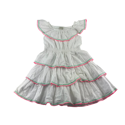 Monsoon dress 4-5 years white layered with elasticated waistband