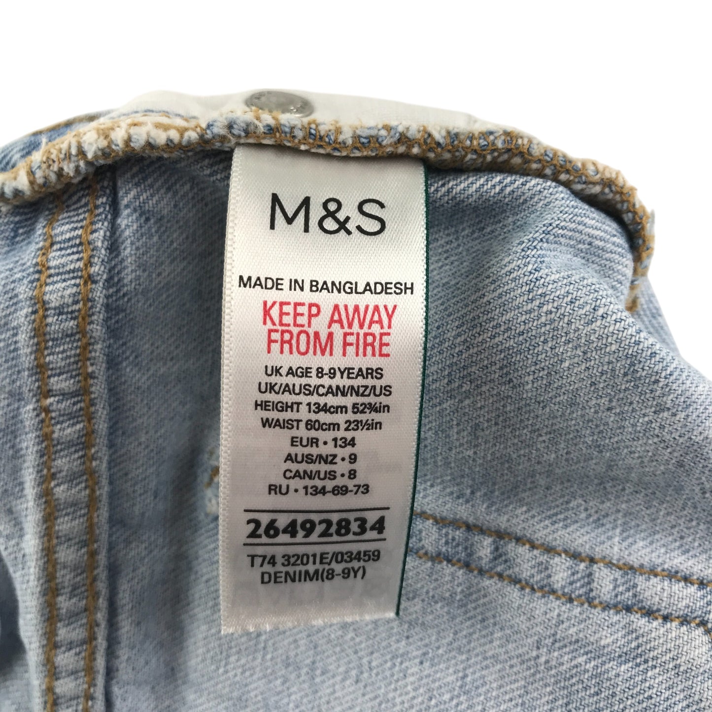 M&S shorts 8-9 years blue floral embroidery Demin ripped hem cotton