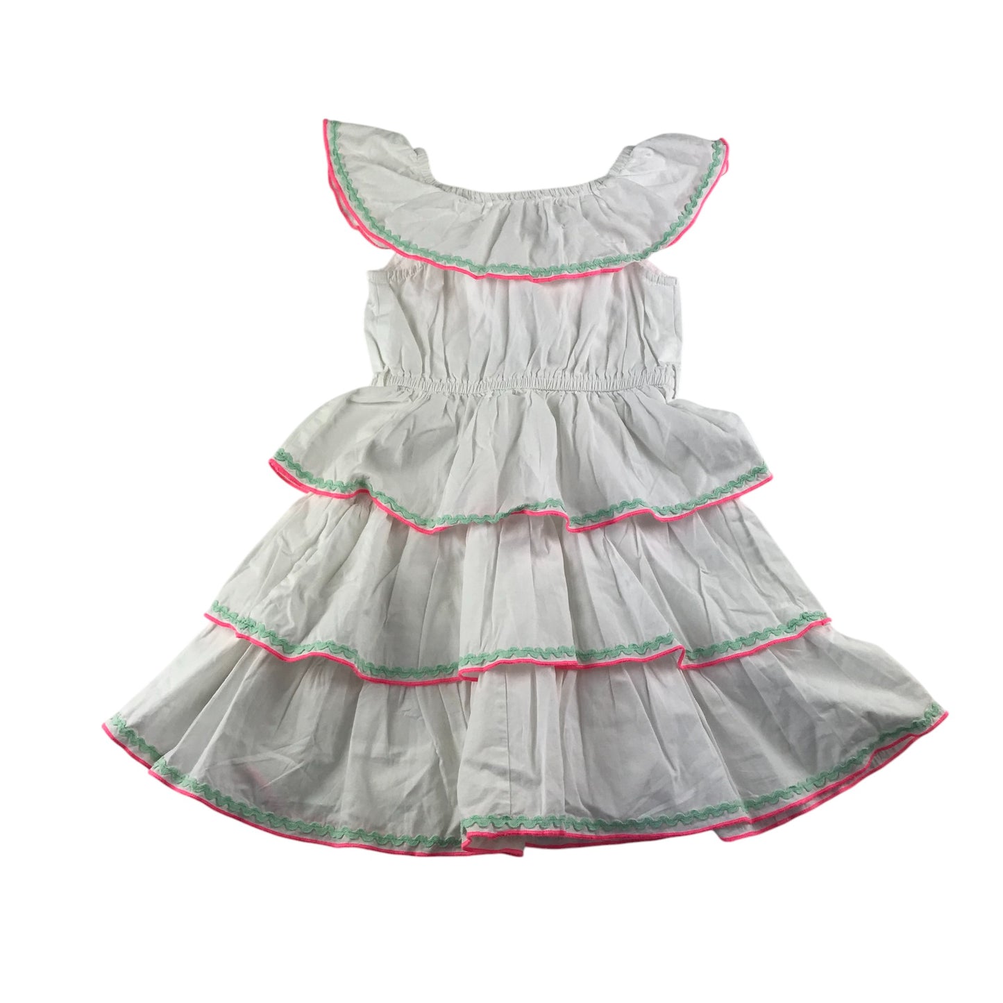 Monsoon dress 4-5 years white layered with elasticated waistband