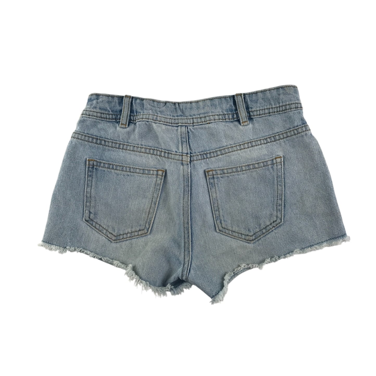 M&S shorts 8-9 years blue floral embroidery Demin ripped hem cotton