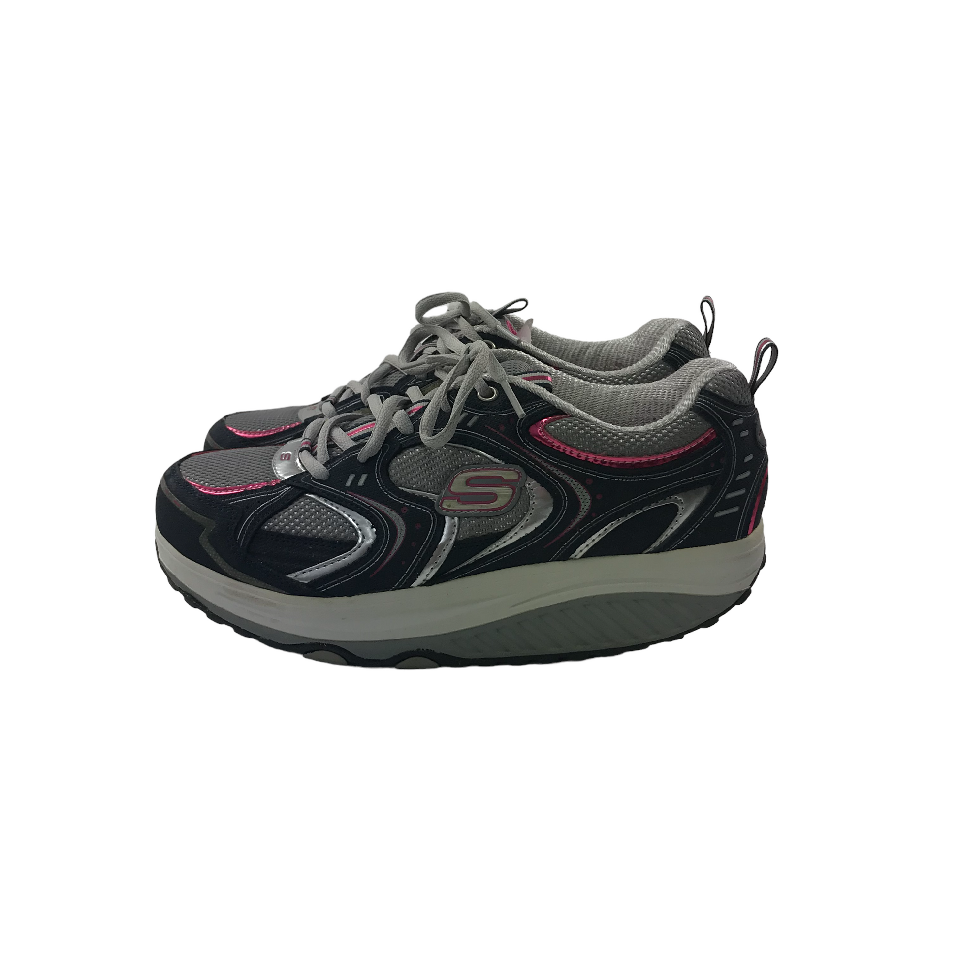 Skechers Shape Ups Grey and Pink Trainers Shoe Size 7