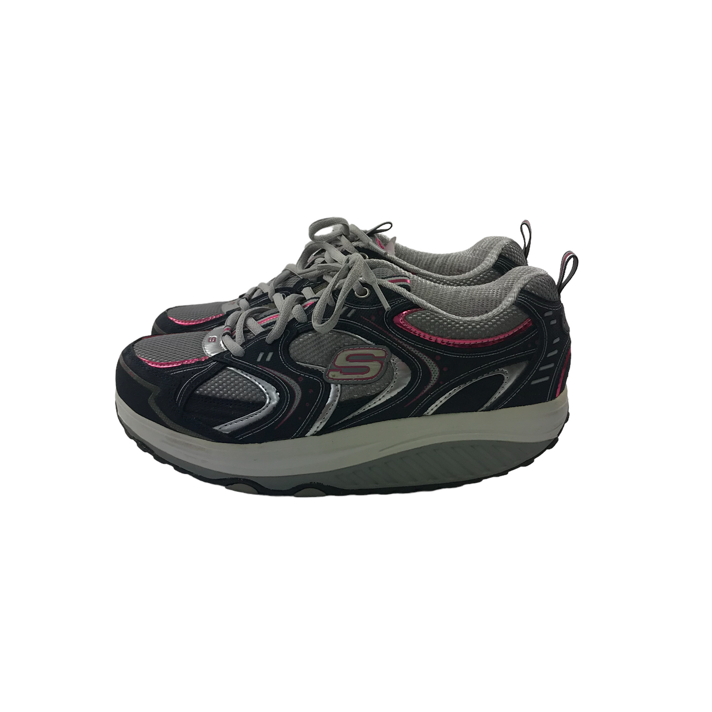 Skechers Shape-Ups Grey and Pink Trainers Shoe Size 7