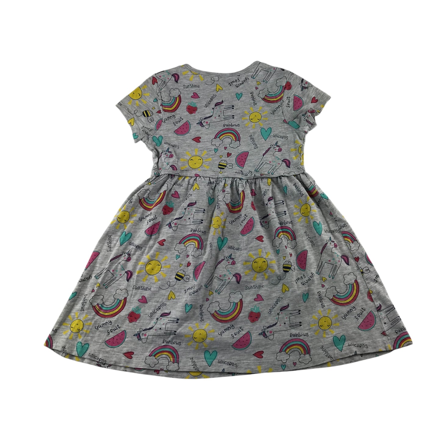 George dress 5-6 years grey graphic unicorn and sun print short sleeve