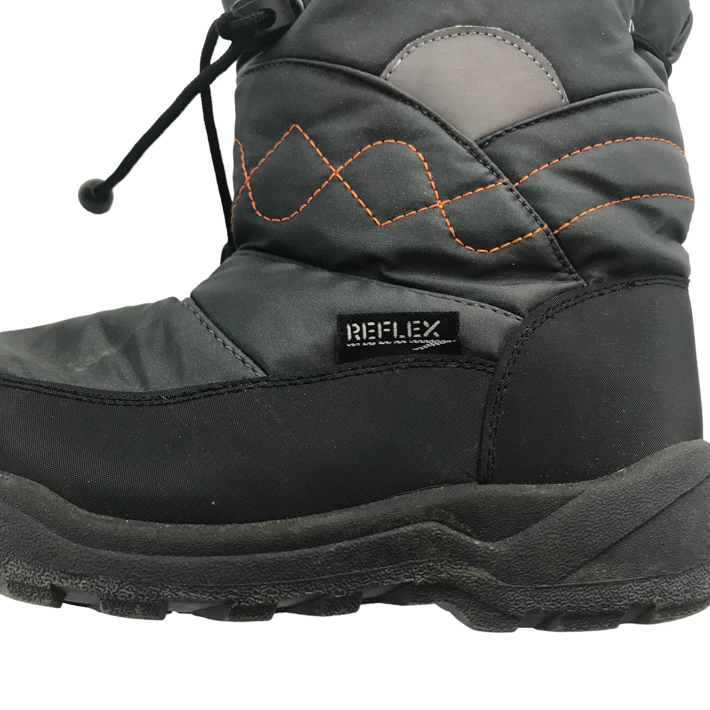 Reflex winter boots shoe size 1 grey snow boots with zippers and draw strings