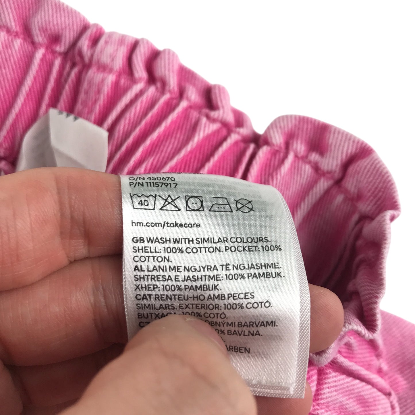 H&M shorts 9-10 years pink denim plain elasticated waist cotton