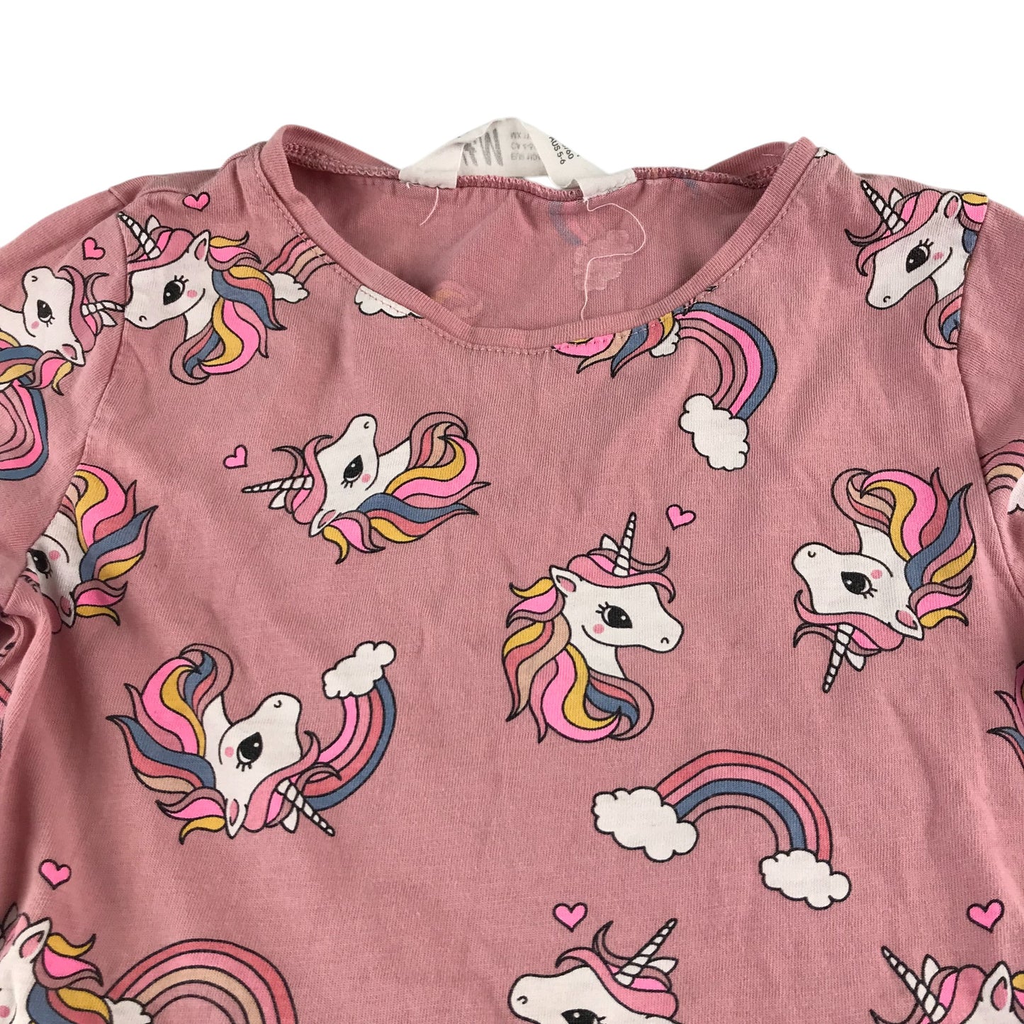 H&M dress 5-6 years burnt red unicorn print cotton