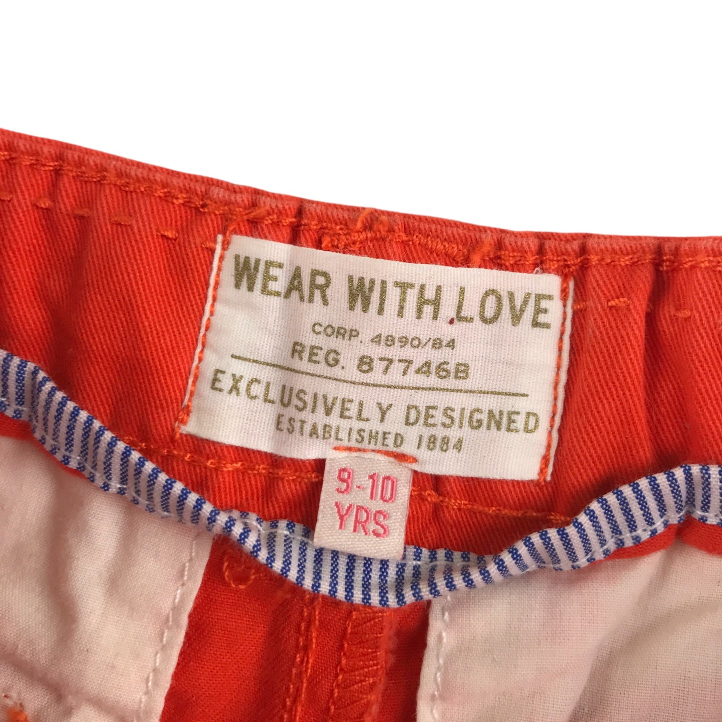 M&S shorts 9-10 years reddish orange chino style cotton