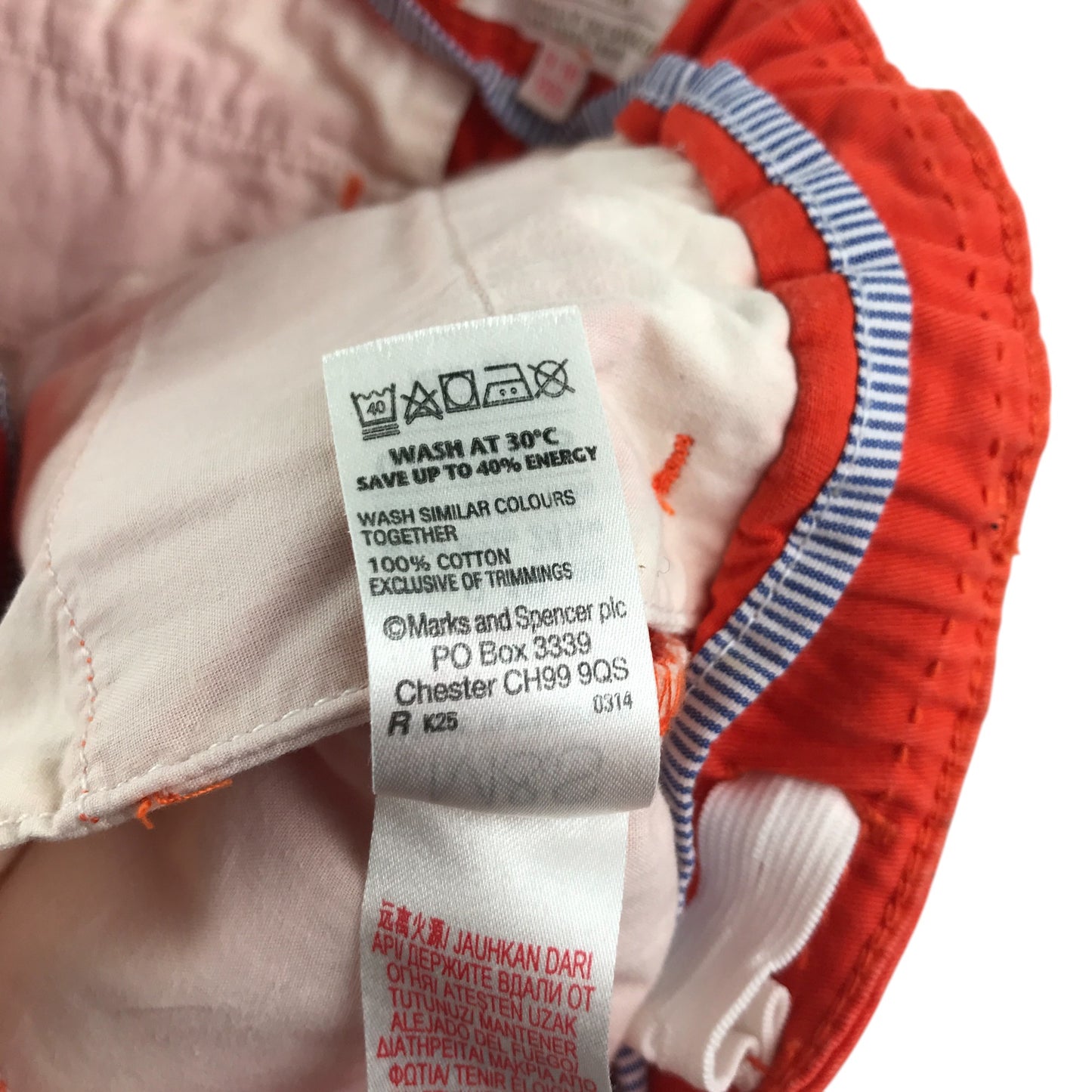 M&S shorts 9-10 years reddish orange chino style cotton