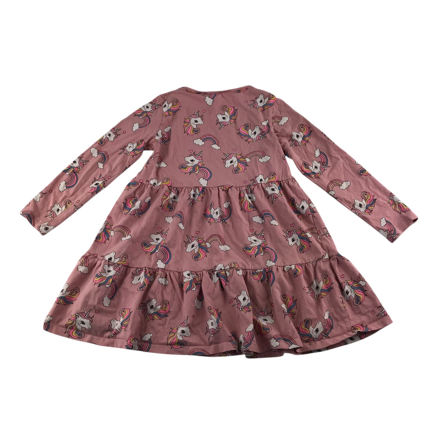 H&M dress 5-6 years burnt red unicorn print cotton