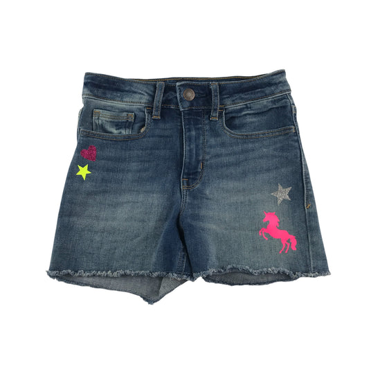 GAP shorts 9-10 years blue denim with graphic designs stretch high waist