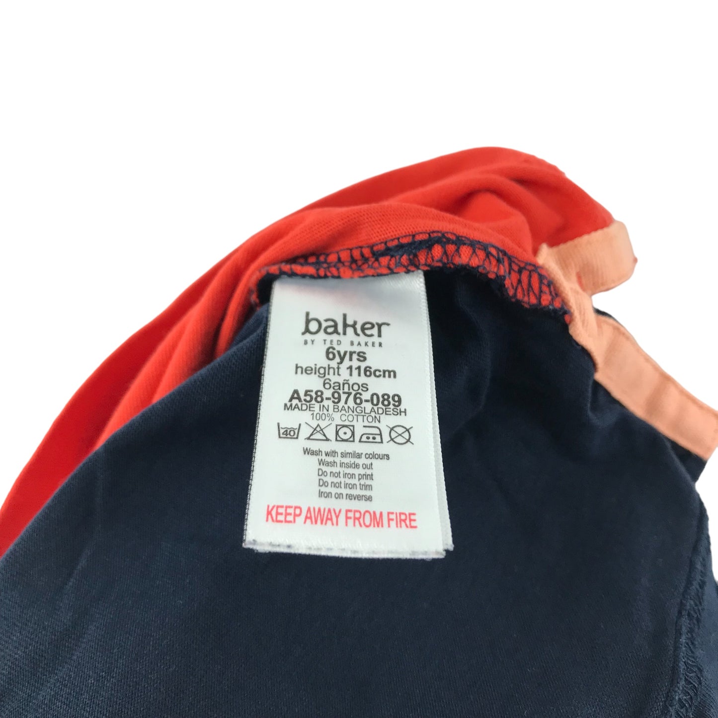 Ted Baker Polo Shirt Age 5-6 Navy Orange Short Sleeve Cotton