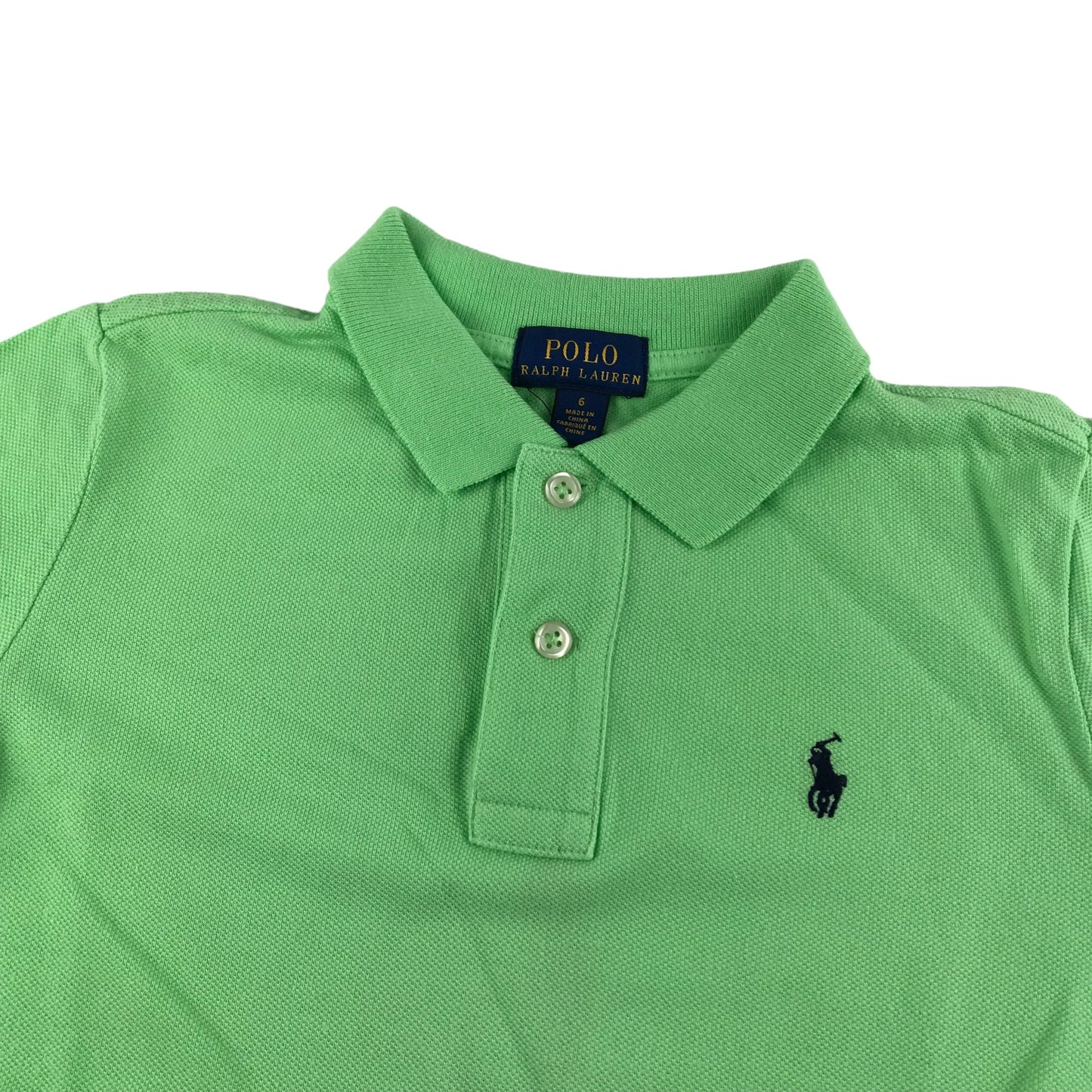 Ralph Lauren Polo Shirt Age 6 Green Short Sleeve Cotton
