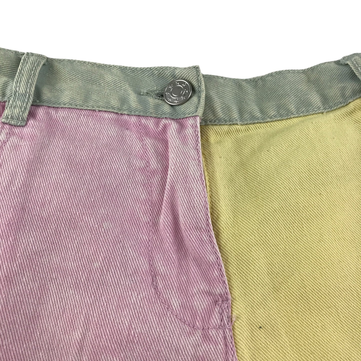 Nutmeg shorts 13-14 years yellow pink and green block colour denim cotton
