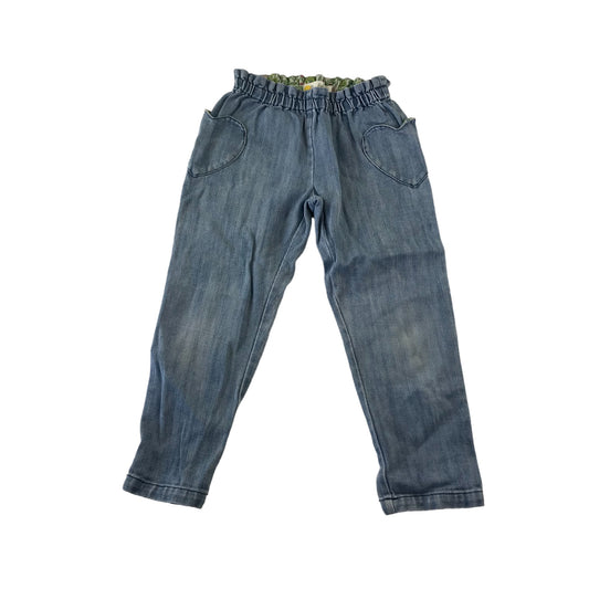 MiniBoden Jeans 7 years blue denim cotton love heart pockets