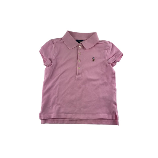Ralph Lauren Polo Shirt Age 4-6 Pink Short Sleeve Cotton