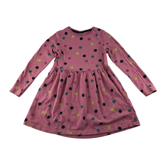 M&S dress 6-7 years pink long sleeve polka dot