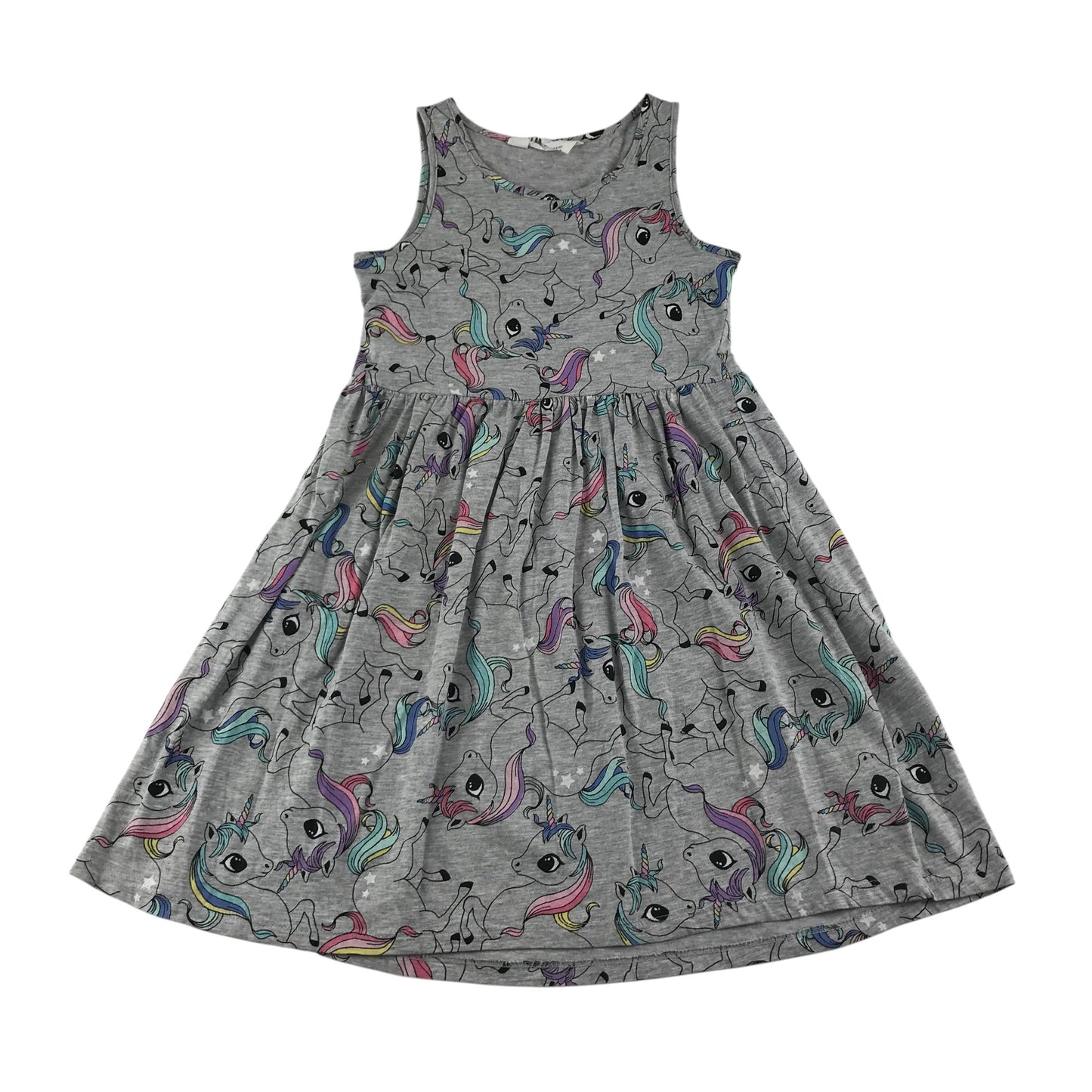 H&M dress 9-10 years grey unicorn graphic print design