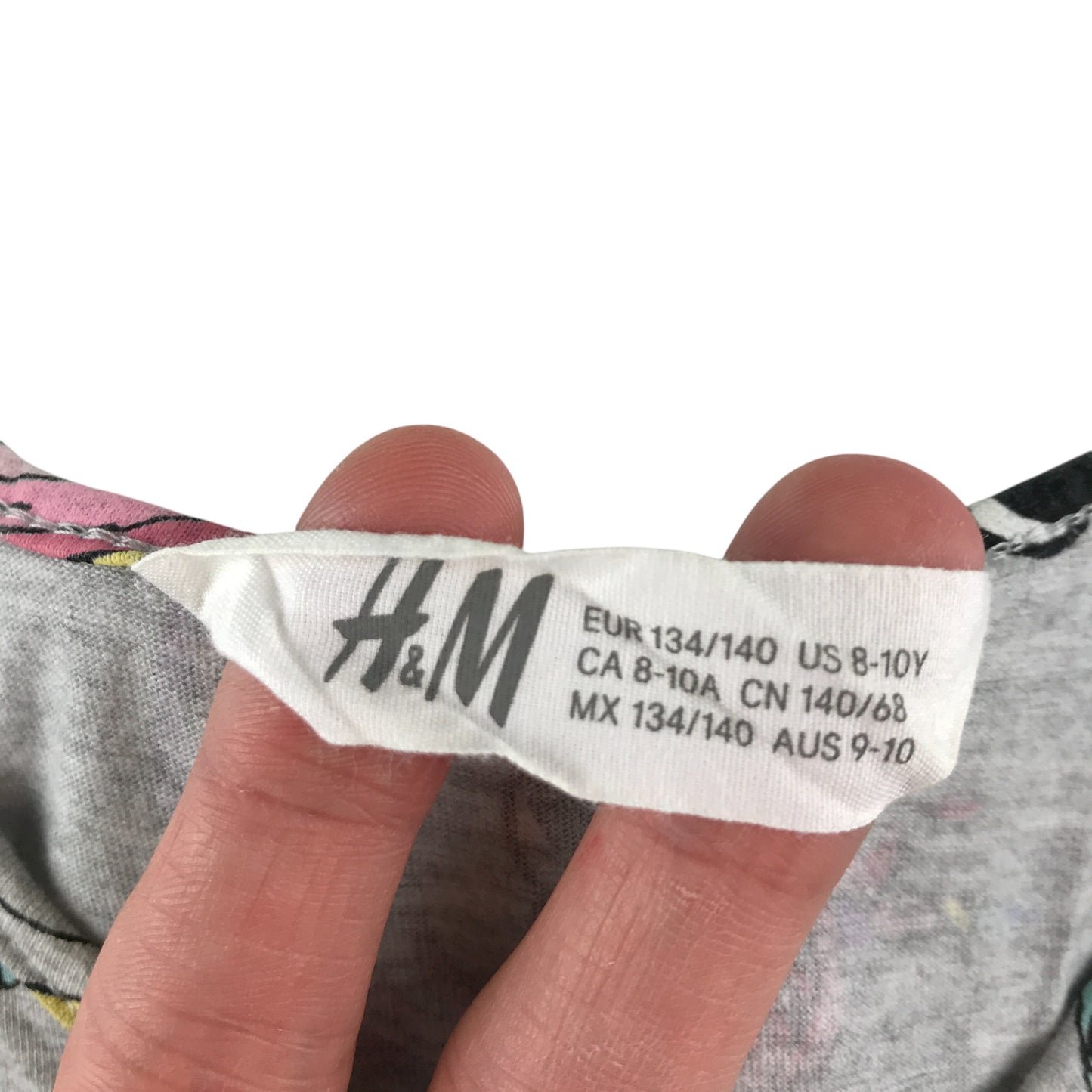 H&M dress 9-10 years grey unicorn graphic print design