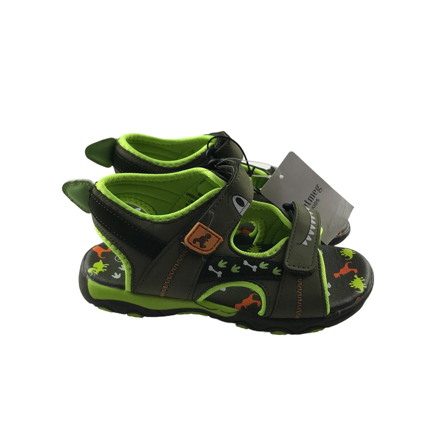 Nutmeg Sandals Shoe Size 11 Junior Khaki Green Monster with Straps