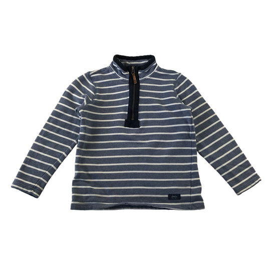 Joules sweater 7-8 years blue and white stripy half zipper sweatshirt cotton