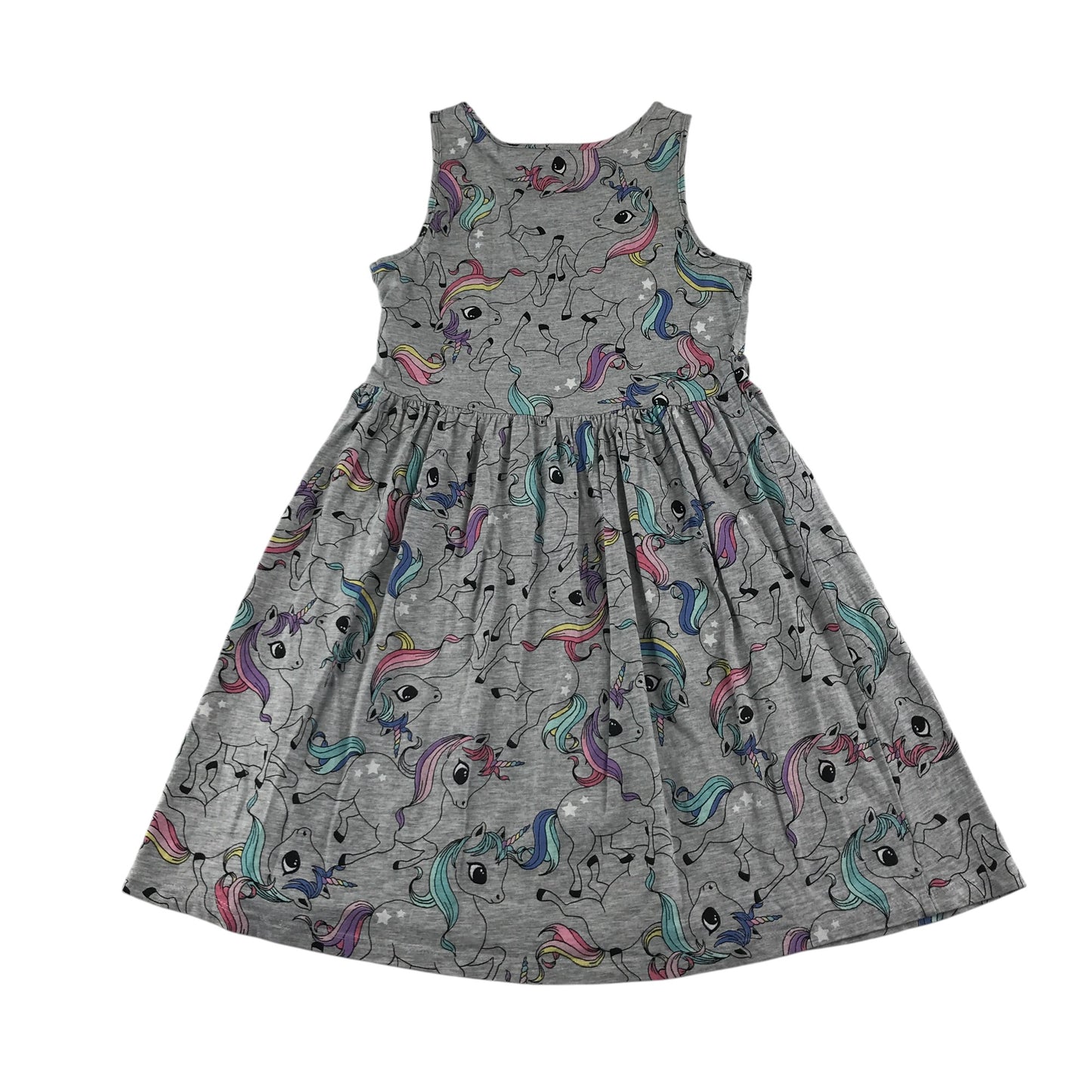 H&M dress 9-10 years grey unicorn graphic print design