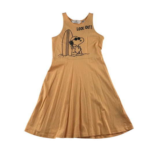 H&M dress 9-10 years orange Peanuts graphic designs cotton