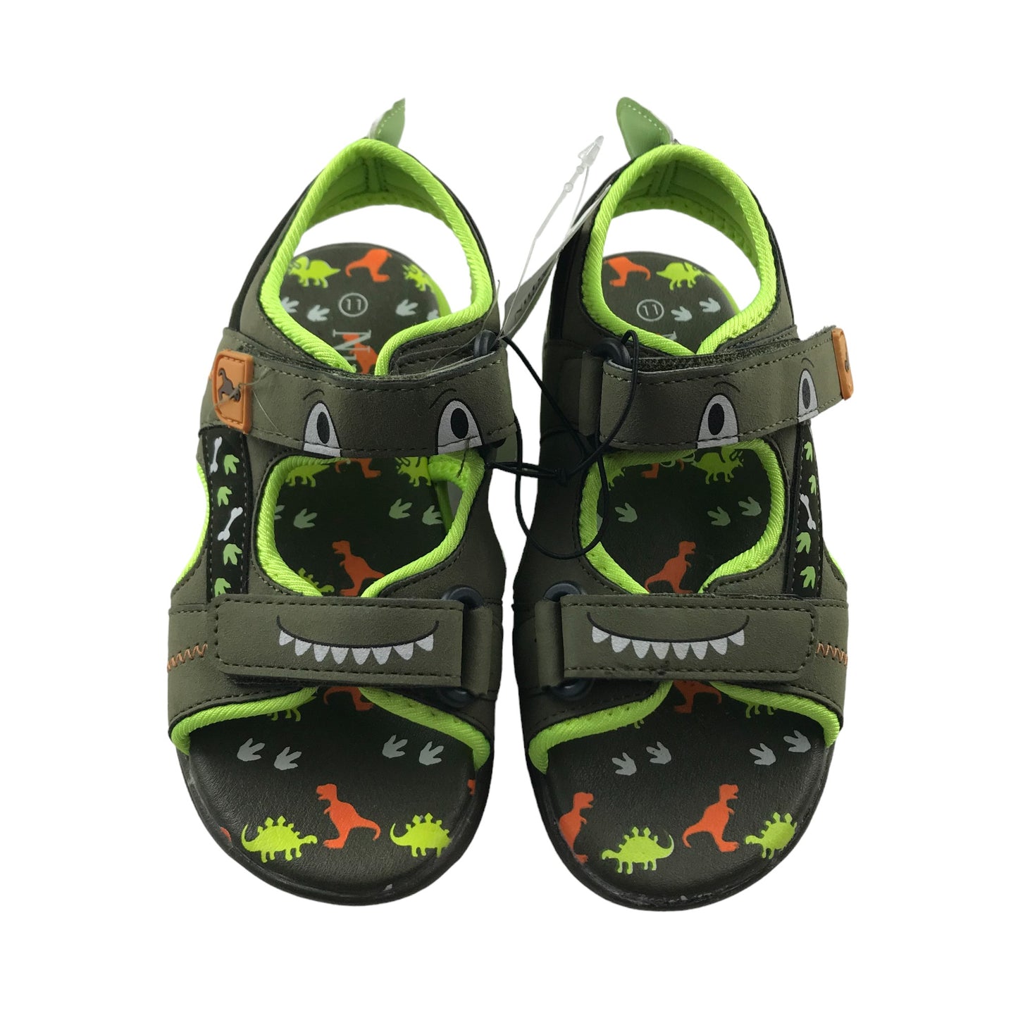 Nutmeg Sandals Shoe Size 11 Junior Khaki Green Monster with Straps