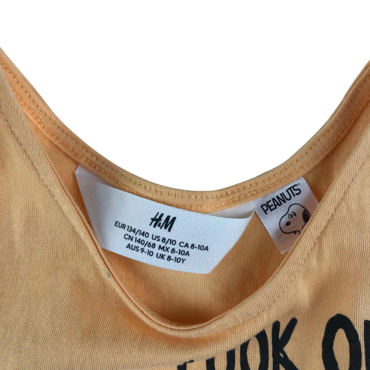 H&M dress 9-10 years orange Peanuts graphic designs cotton