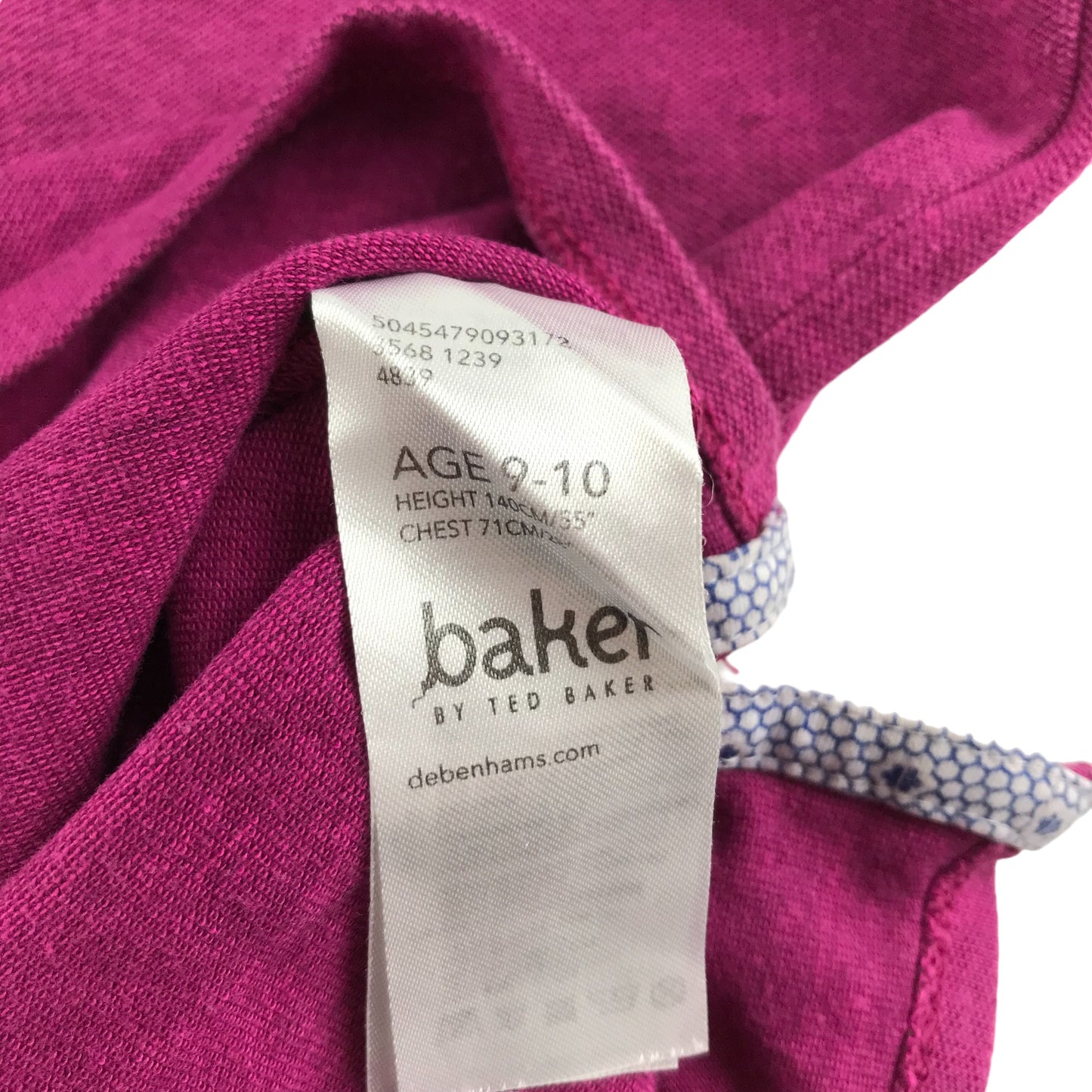 Ted Baker Polo Shirt Age 9 Dark Fuchsia Pink Short Sleeve