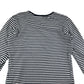 Benetton T-shirt Age 10 Navy White Stripy Long Sleeve Frilled Shoulders Cotton
