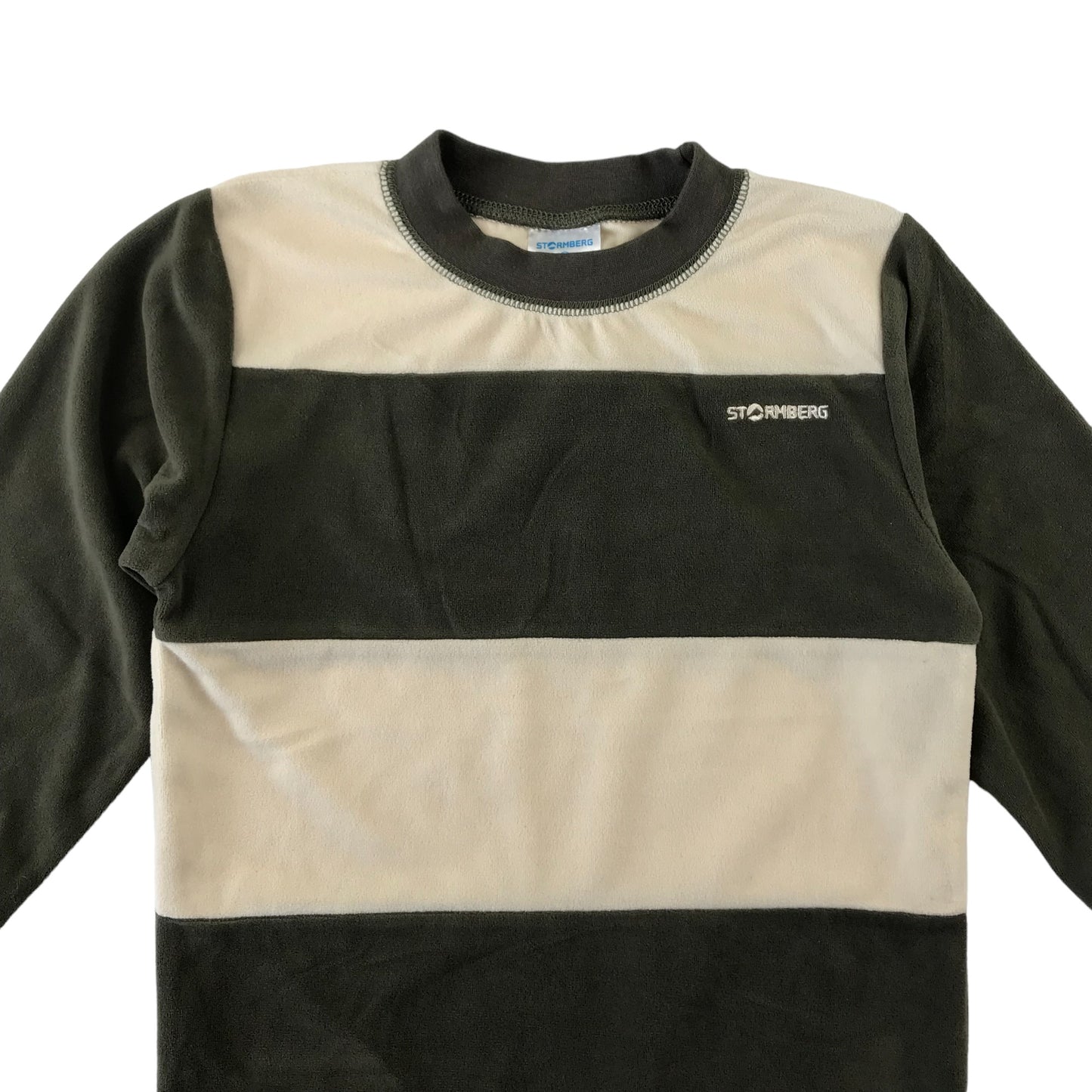 Stormberg jumper 6-7 years khaki and cream stripy fleece material