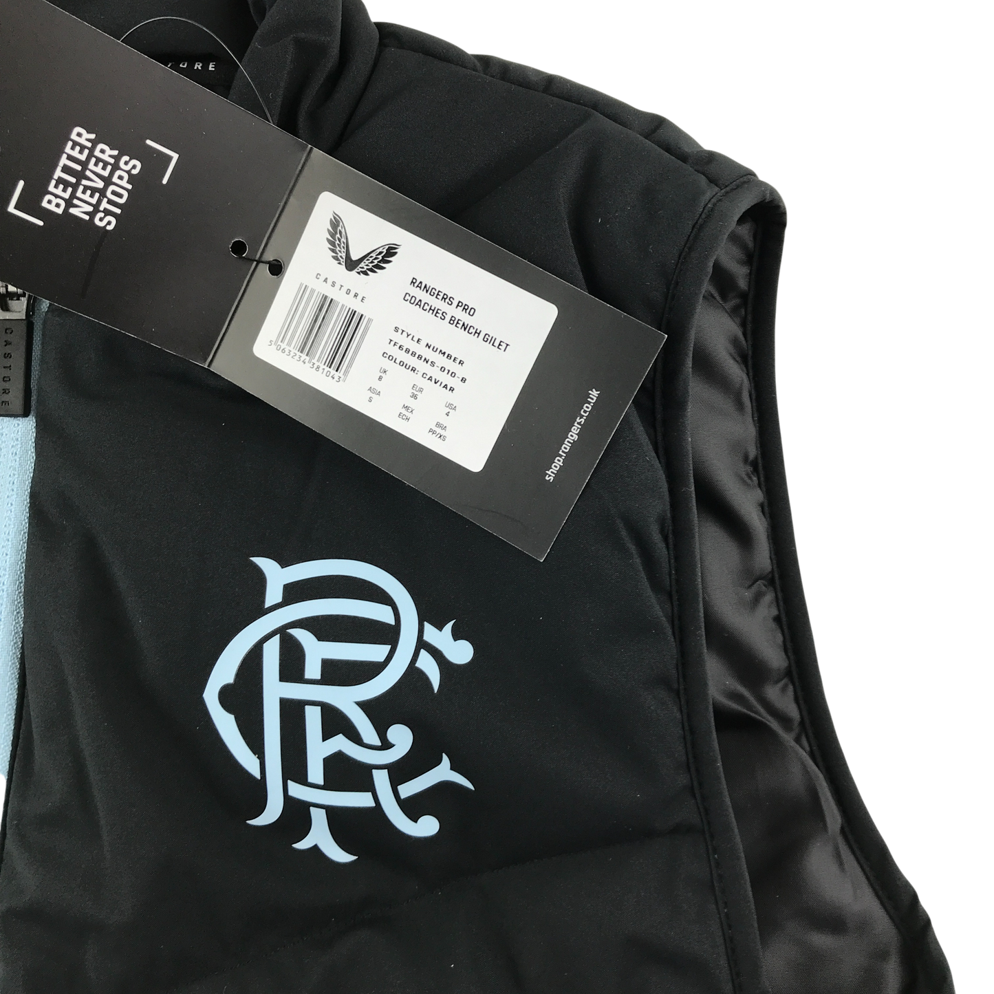 Castore Rangers FC Pro Coaches Bench Gilet - Black