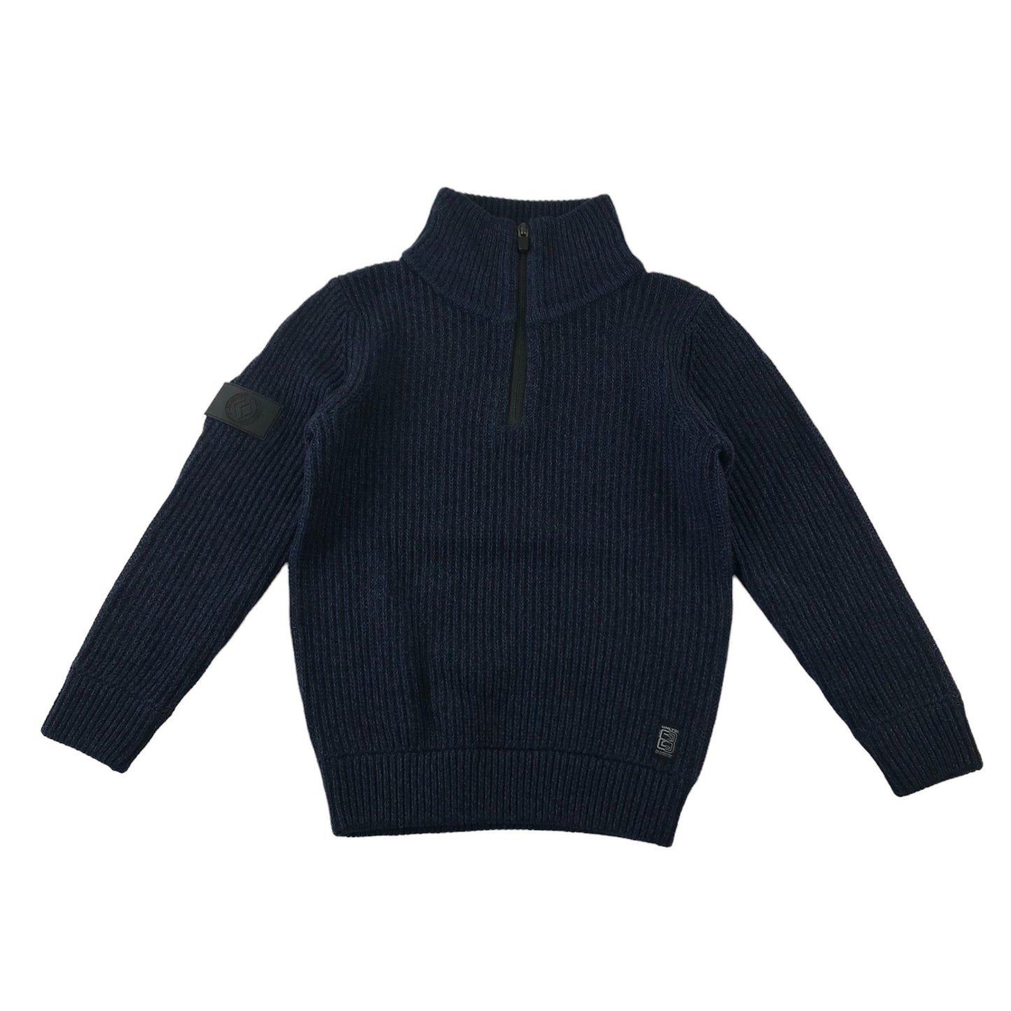 Next jumper 7 years navy plain vertical textured half zipper