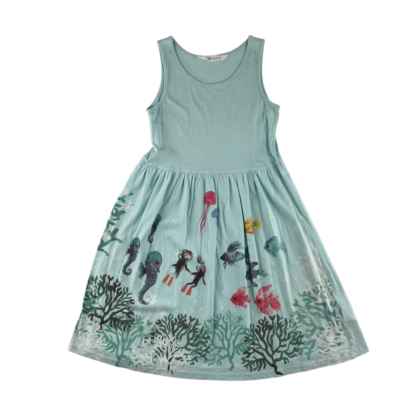 H&M dress 9-10 years blue ocean themed scuba driving cotton