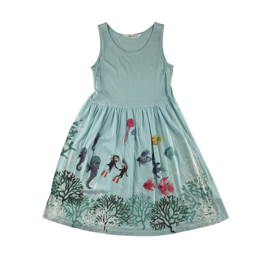 H&M dress 9-10 years blue ocean themed scuba driving cotton
