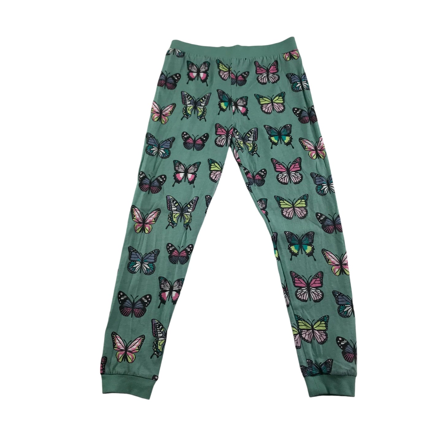 M&S pyjama set 7-8 years green butterfly print pattern long sleeve