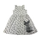H&M dress 9-10 years white polka dot with rabbit print cotton