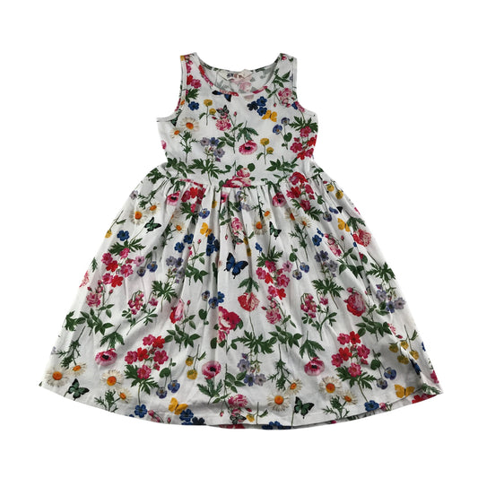 H&M dress 9-10 years white floral and butterfly print cotton