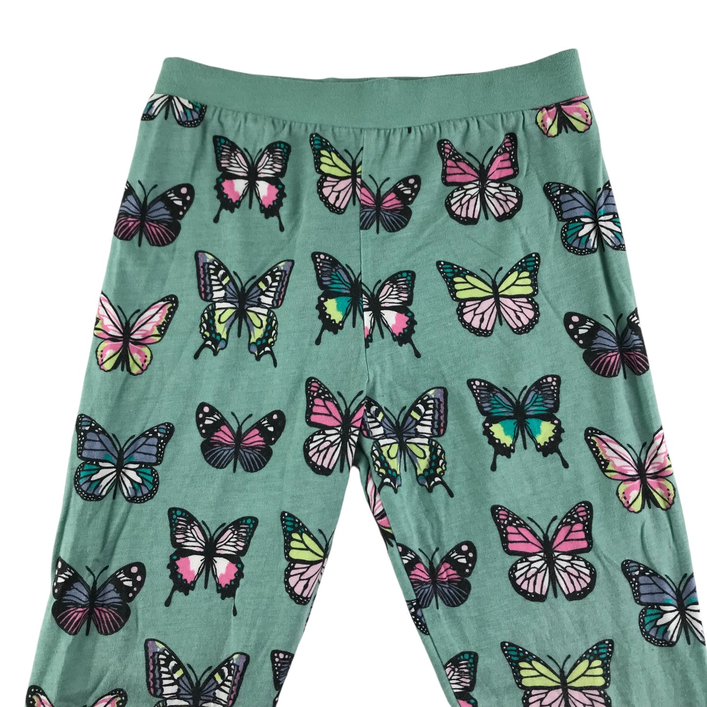 M&S pyjama set 7-8 years green butterfly print pattern long sleeve