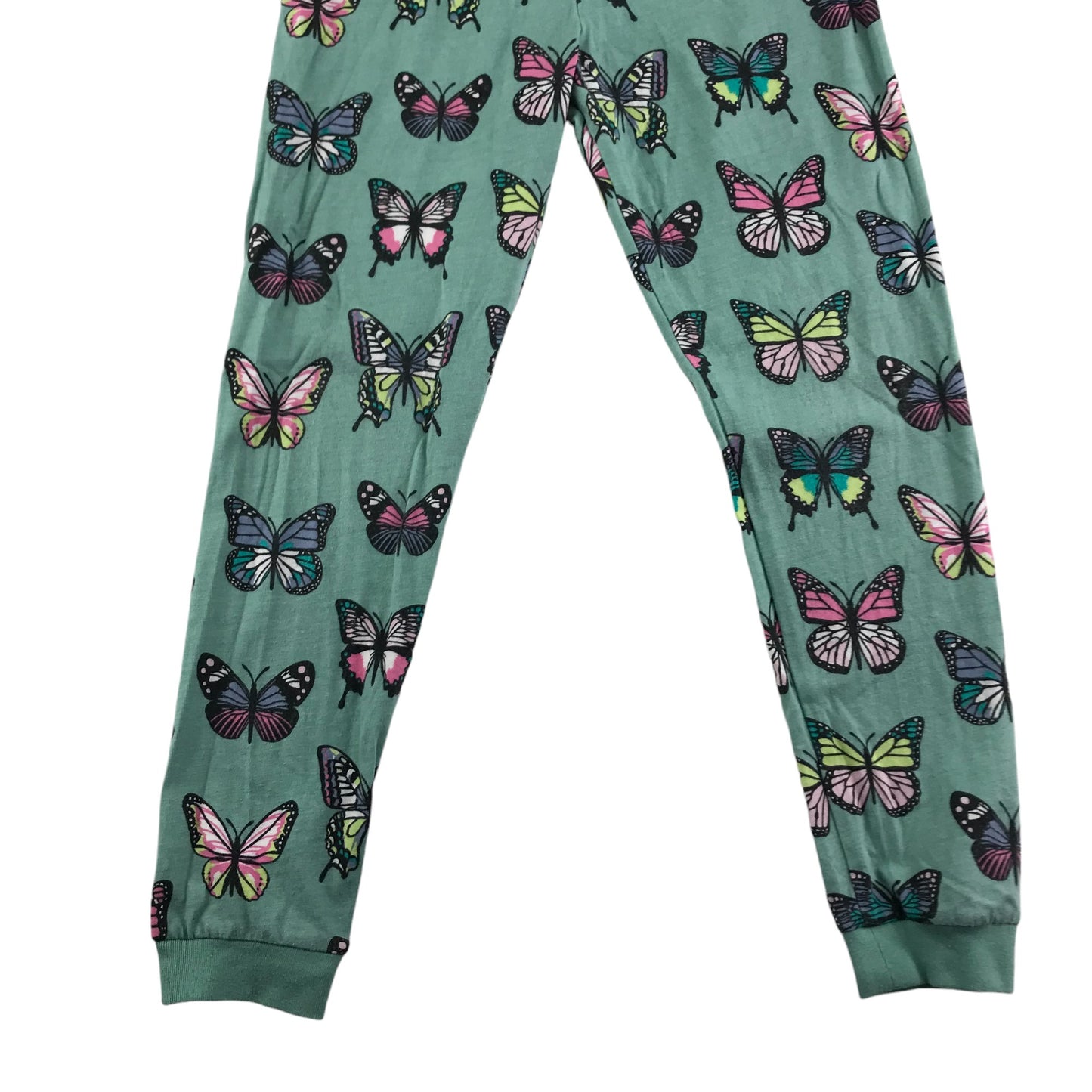 M&S pyjama set 7-8 years green butterfly print pattern long sleeve