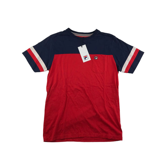 Fila T-shirt Size S Red Navy Panelled Short Sleeve Cotton