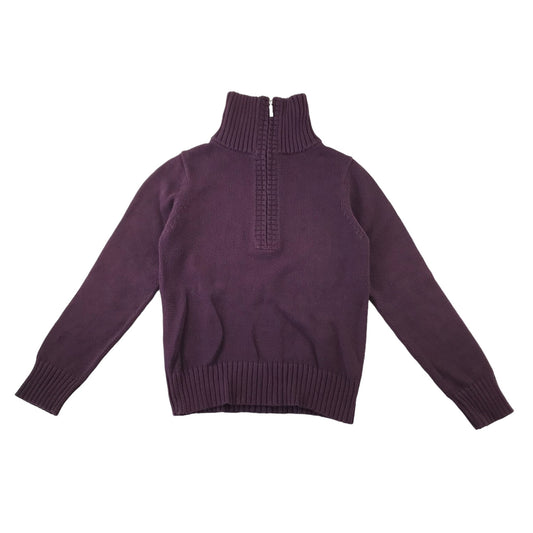 Bhs jumper women's size 10 purple plain half zipper turtle neck