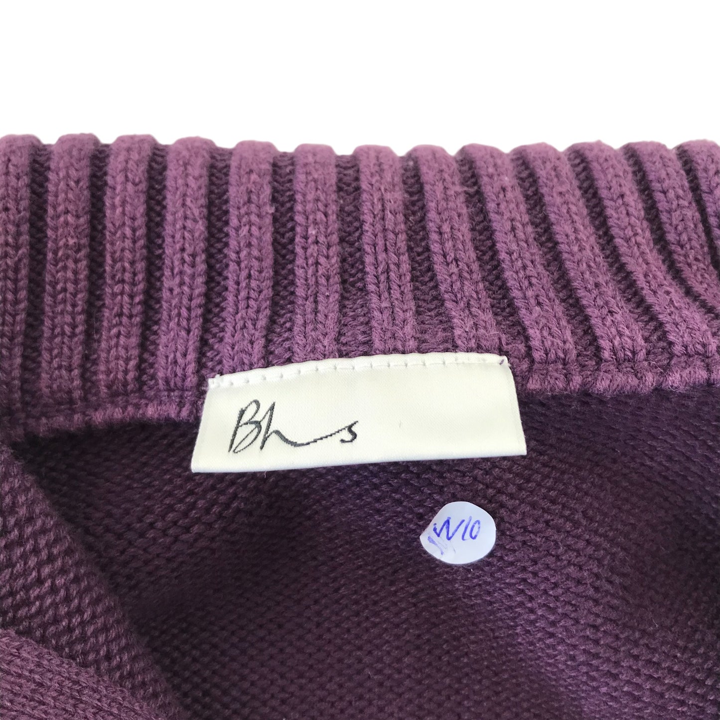 Bhs jumper women's size 10 purple plain half zipper turtle neck