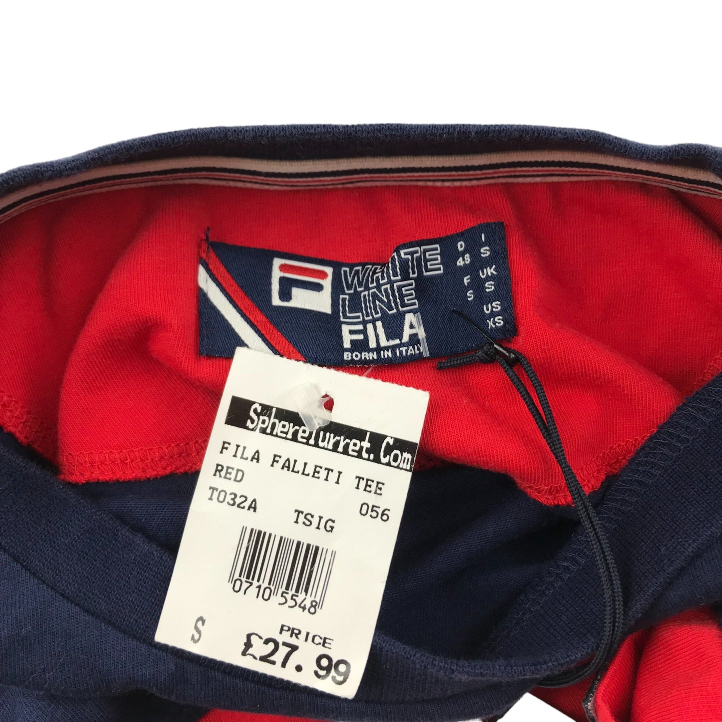 Fila T-shirt Size S Red Navy Panelled Short Sleeve Cotton