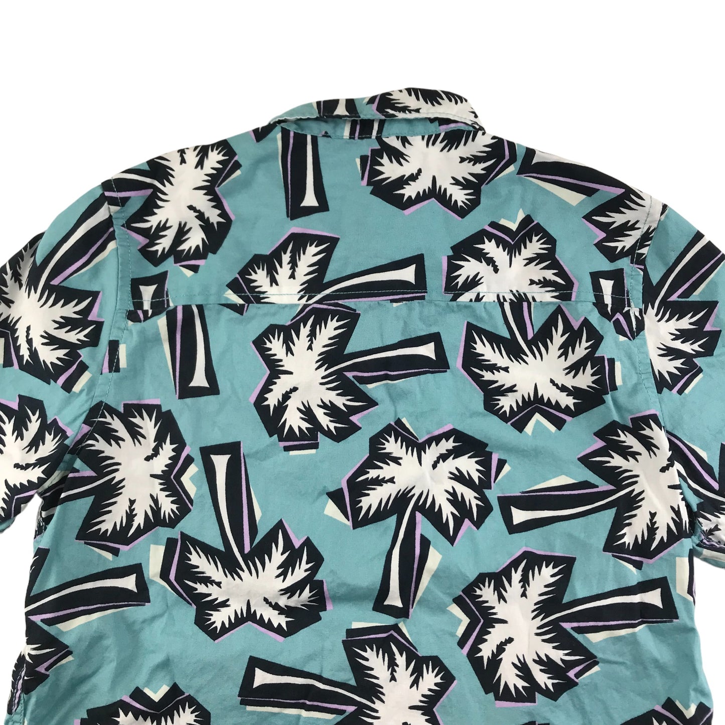F&F Shirt and Shorts Bundle Age 11 Light Blue Palm Trees Print Cotton