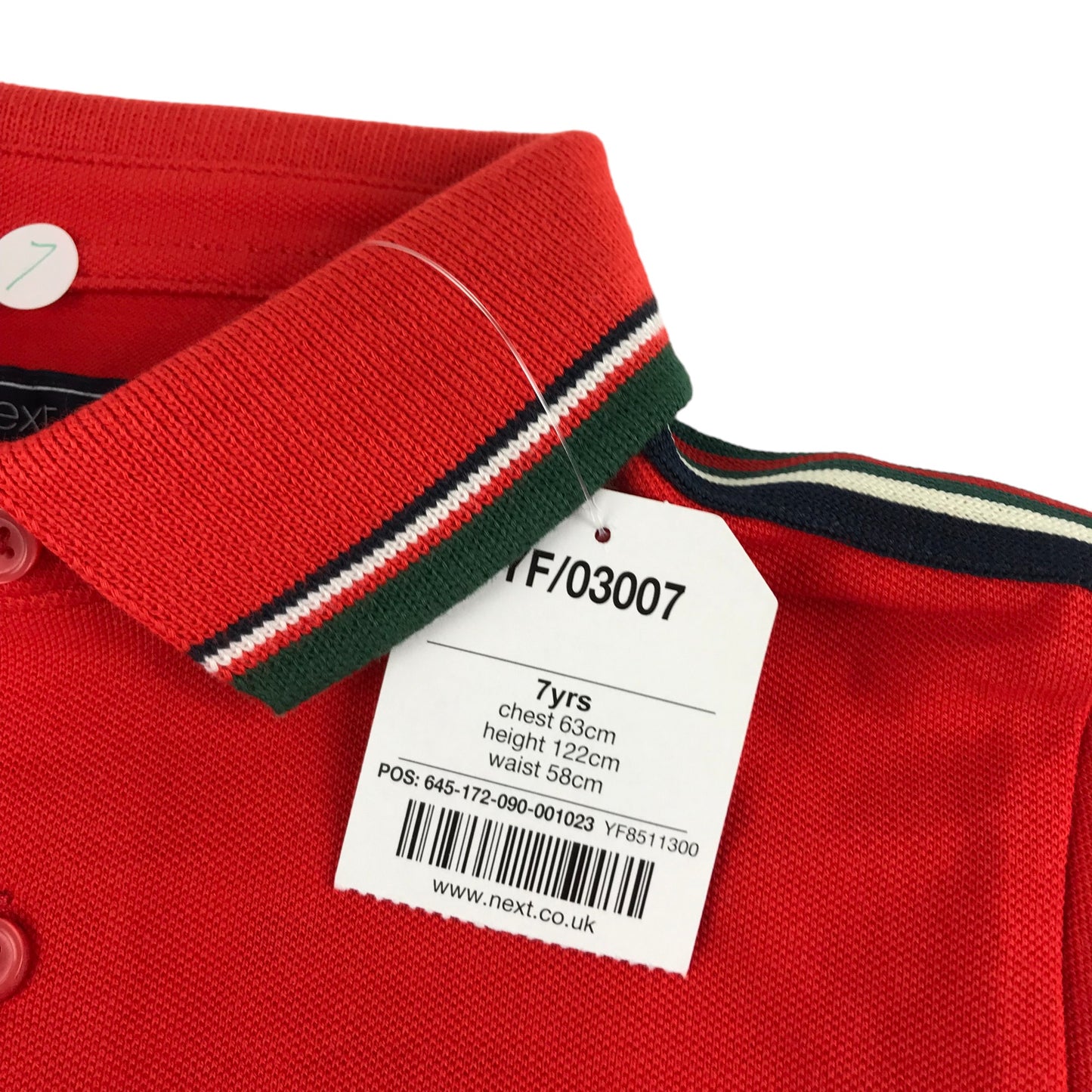 Next Polo Shirt Age 7 Red Short Sleeve
