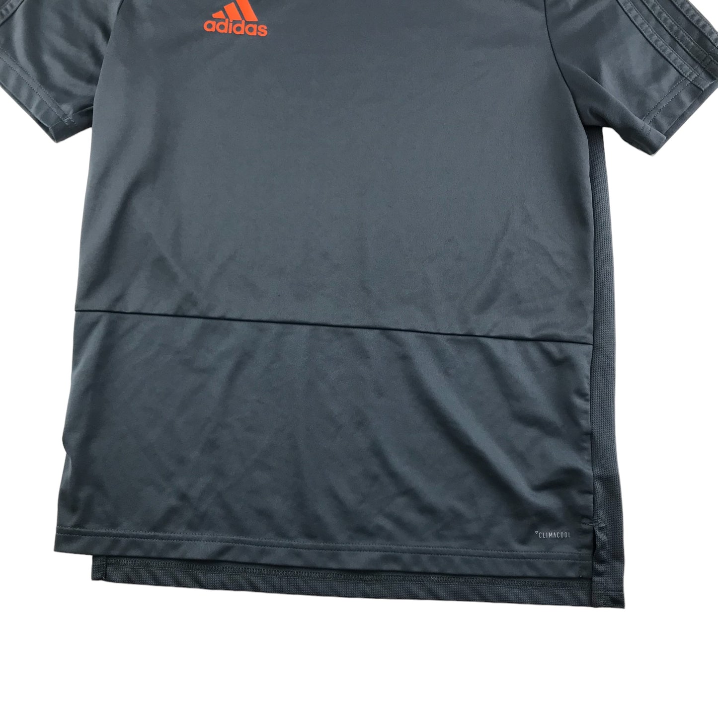 Adidas Sport T-shirt Age 13 Grey Short Sleeve Orange Logo