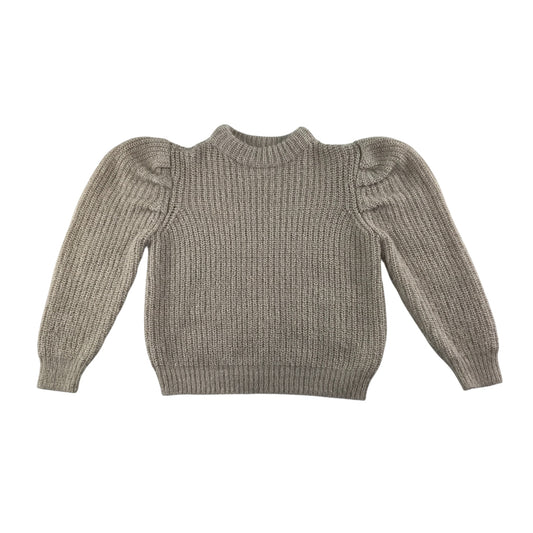 Zara Knit Jumper 7-8 Years Beige Puff Sleeve
