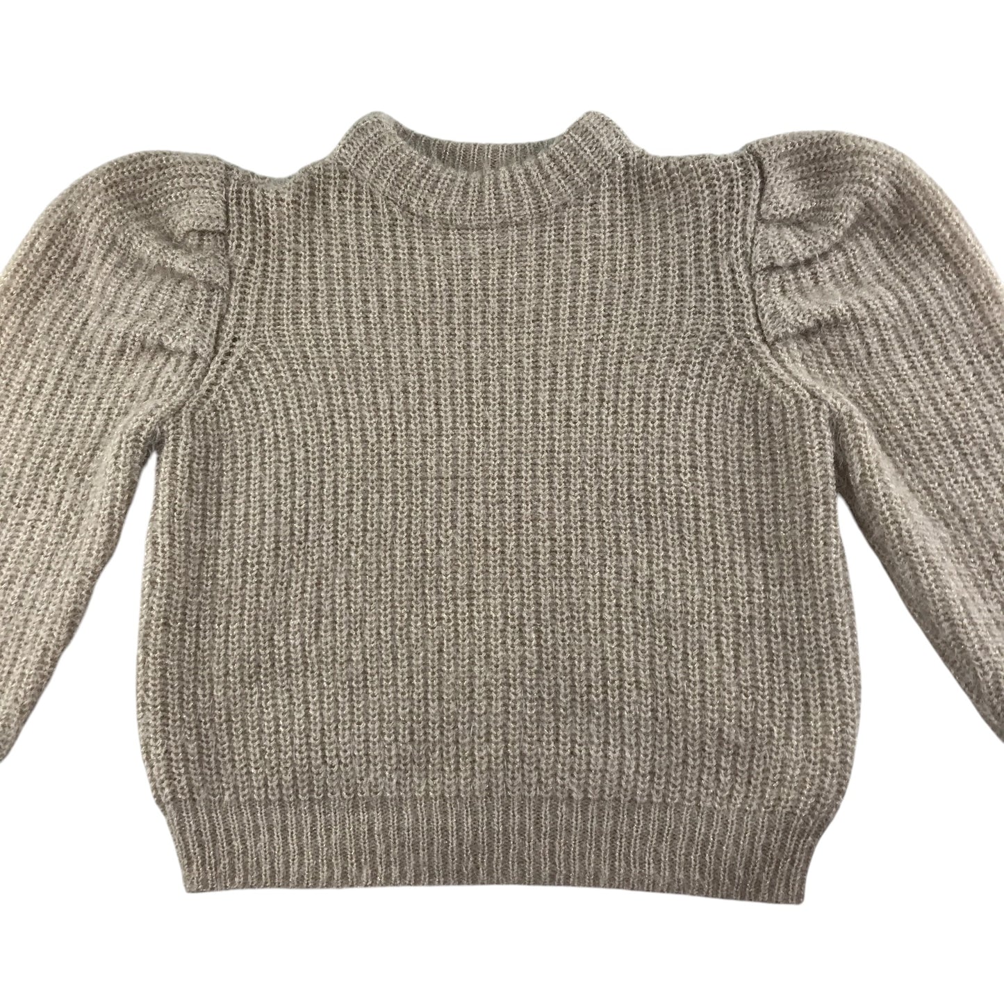 Zara Knit Jumper 7-8 Years Beige Puff Sleeve